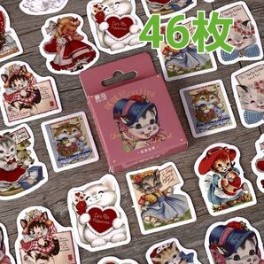 【35】 フレークシール レトロ な 猫 イラスト コラージュ デコ 素材 ジャンクジャーナル 紙もの コラージュ ネコ シール