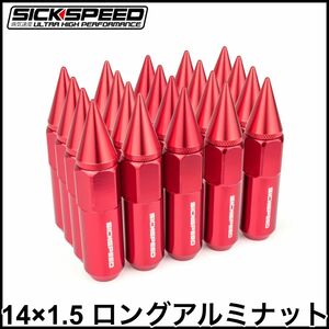 税込 SICKSPEED 病気速度 ロングアルミナット 軽量ナット レッド 14x1.5 60mm 7角 ソケット付 タンドラ セコイア 即決 即納 在庫品