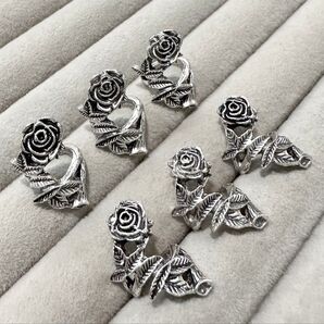 【6個セット】 薔薇 ロンデル 金属パーツ ブレスレットパーツ