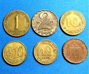 4514　【ヨーロッパ硬貨・6カ国】　オーストリア・ハンガリー・ドイツ・スペイン・フランス・イギリス