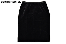 M-1032★送料無料★超美品★SONIA RYKIEL ソニアリキエル★秋冬 ブラック黒色 上品なベルベット ひざ下 ロング スカート 40 65-69cm_画像1