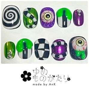 No.32 ハロウィン 仮装 個性派 目玉 原宿 ネイルチップ