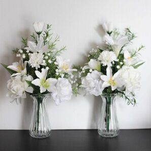 お供え花〈アーティフィシャルフラワー 2本一組 花器別売り〉造花 仏花 御墓 仏壇