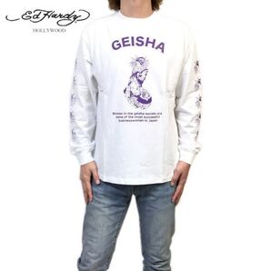 新品 正規 M エドハーディー Ed Hardy ロンT 長袖Tシャツ GEISHA 舞妓 和柄 芸者 ユニセックス 綿100%