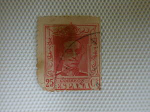 外国切手 使用済 単片 スペイン切手 25c ⑩ オフ・センター