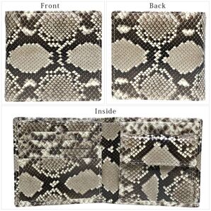 W27 本物 無双 ダイヤモンドパイソン 二つ折り財布 メンズ スネークレザー ヘビ革 ヘビ皮 1枚皮 かっこいい ブランド