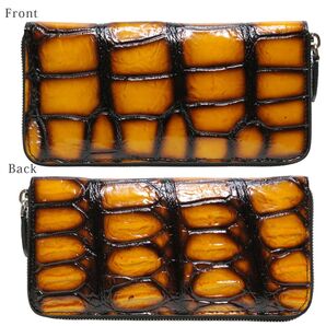 X54 クロコダイル 脇腹 長財布 財布 メンズ レディース 新品 未使用 キャメル オレンジ ブラウン 高級 ワニ革 人気色