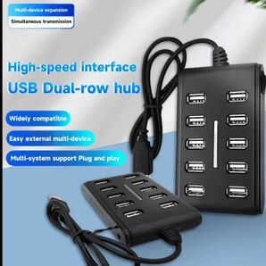10ポートUSBハブ スイッチ付き - PC/ノートパソコン/モニター用 個別制御&サージ保護機能搭載 ブラック
