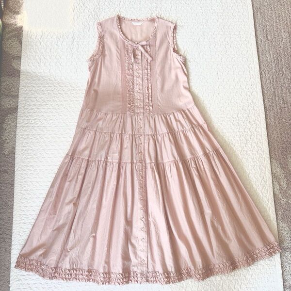 お値引きいたしました! ピンクハウス 2024年ノースリーブローンワンピース ピンク ミディ丈