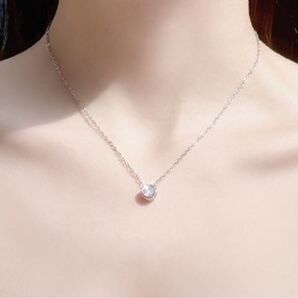 1粒 ダイヤ ネックレス サージカルステンレス CZダイヤモンド 新品 シルバー アクセサリー