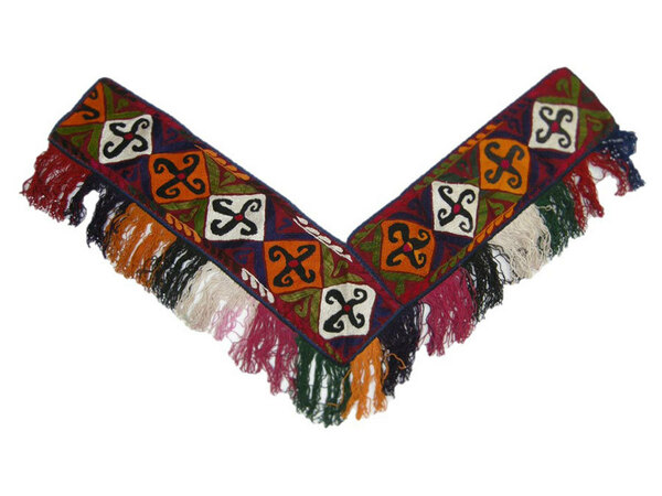 ●アフガニスタンからの贈り物”スザニ　ラカイV字30”刺繍布
