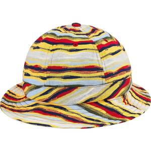 送料無料 S/M Supreme Textured Stripe Bell Hat crusher red yellow シュプリーム マルチ ボーダー バケットハット バケハ S M 19AW