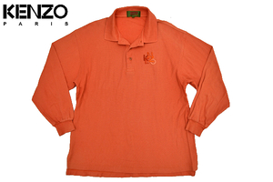 Y-0090* бесплатная доставка * прекрасный товар *KENZO GOLF Kenzo Golf * сделано в Японии мужчина мужской orange роскошный . вышивка олень. . рубашка-поло с длинным рукавом 3