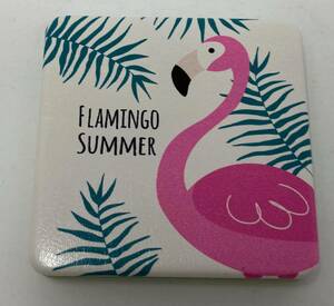 [ new goods * unused * prompt decision ] flamingo pattern hand-mirror both sides mirror stand white [ free shipping ]