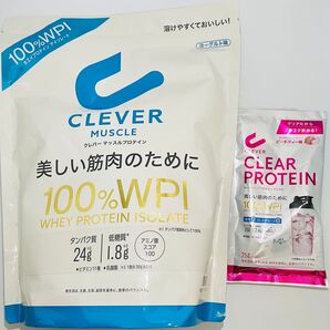 CLEAR クレバー マッスルプロテイン 100% WPI ヨーグルト味 810g & クリアプロテイン ピーチティー味 1回分
