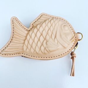 レザー たい焼き型ポーチ 小物入れ コインケース 財布 エコバッグケース