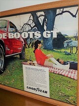 1968年 USA '60s 洋書雑誌広告 額装品 Goodyear グッドイヤー / Ford Mustang フォード ムスタング マスタング ( A3・雑誌見開きサイズ ）_画像3