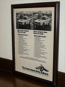 1973年 USA '70s 洋書雑誌広告 額装品 Subaru GL Coupe / 検索用 スバル クーペ レオーネ ( A4サイズ ）