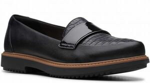  free shipping Clarks 26cm Loafer Flat leather black black pa tent black ko type pushed . office formal boots ballet R96