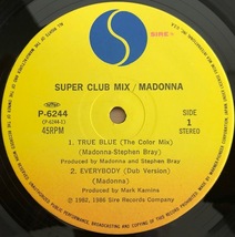 12”レコード■DANCE/MADONNA/SUPER CLUB MIX/SIRE P-6244/国内盤86年ORIG 日本限定DJ仕様 帯付 美品/TRUE BLUE/EVERYBODY人気曲リミックス_画像4