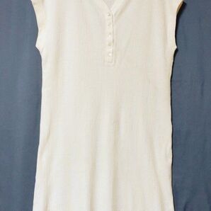 niko and… ニコアンド 2WAYヘンリーワンピース オフホワイト ノースリーブ ロングシャツ ワッフル 綿100%