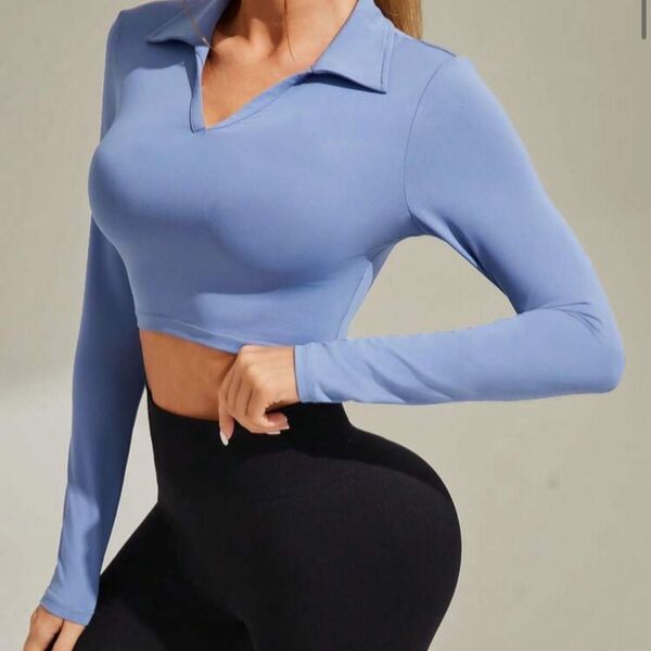 ロンT クロップド ショート丈 ミニT チビT 長袖 ロングTシャツ L トップス カットソー ポロシャツ シーイン ダンス