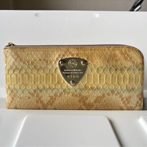 アタオ パイソン イエローゴールド ATAO アタオ L字ファスナー 長財布 ゴールド