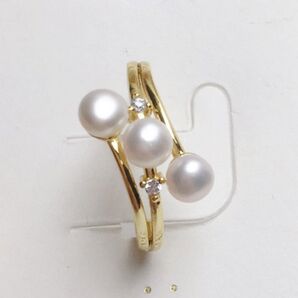 本真珠 花珠級 パールリング 指輪 ベビーパール シルバー k18仕上げ s925刻印 K18仕上げ 天然パールリング