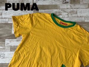 ☆送料無料☆ PUMA プーマ 古着 半袖 ロゴ Tシャツ メンズ M イエロー トップス 中古 即決 リンガーTシャツ