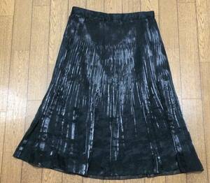 美品 スカート　カルバンクライン　４　L　M　CK　シフォン　フレアスカート プリーツ　黒　ドレッシー　デート　レディース　高級感