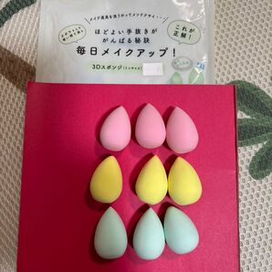 3Dスポンジ ミニサイズ 9個セット メイクアップスポンジ マルチカラー