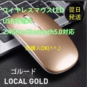 ワイヤレスマウス LED USB充電式 グレー