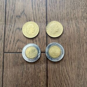 イタリア リラ硬貨 4個セット 旧硬貨 外国硬貨 200リラ×2枚(1980年、1991年) 500リラ×2枚(発行年:不明)