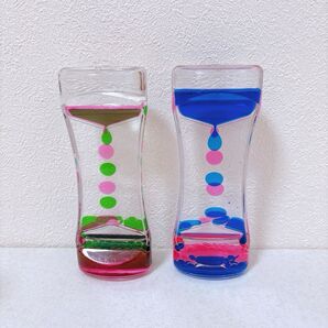 液体砂時計 オイル砂時計 2個 おもちゃ オイルモーション リキッドモーション タイマー ピンク ブルー 知育 オイルタイマー