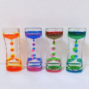 ★新品★ 液体砂時計 オイル砂時計 おもちゃ タイマー 4個セット オイルモーション リキッドモーション 癒し 知育 療育