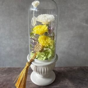 プリザーブドフラワー 仏花ガラスケース入り仏花 菊 お彼岸 プリザーブドフラワーアレンジメント プリザーブドフラワー仏花