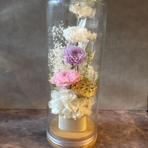 プリザーブドフラワー仏花 お供え仏花 ガラスケース仏花 お彼岸 菊 白