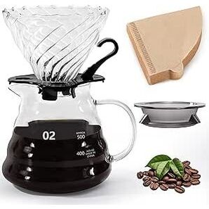 コーヒーサーバー 耐熱ガラス プラスチックラック コーヒードリッパー 600ml 目盛付き 2~4人用 コーヒー ドリップ 器具