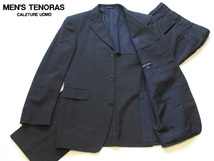 MEN'S TENORAS メンズティノラス 3Bスーツ BLK/シルバーグレー糸の微細なストライプ Sz.L　ブラック_画像1