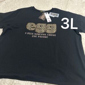 egg by honey cinnamon Tシャツ 3L 黒 レオパード柄 スマイル Y2K 平成ギャル
