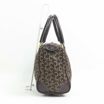 ヴィンテージ◆CELINE/セリーヌ キャンバス×レザー Cマカダム柄 馬車金具 ホースキャリッジ ミニ ボストン ハンド バッグ ブラウン_画像3