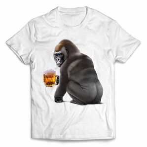 ゴリラ ビール お酒 ジョッキ 飲み会 半袖 Tシャツ メンズ レディース キッズ プリント