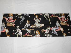  handmade, cotton 100%, tablecloth,zombi turned woman ., black,①,37cm×107cm
