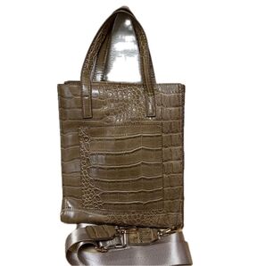 ALTROSE ブラウン クロコダイル風 2way ミニトートバッグ.ショルダーバッグ