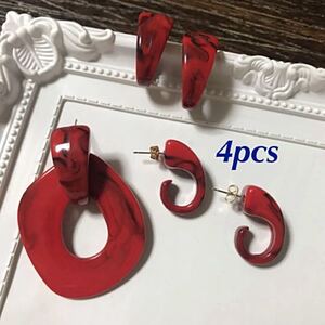 マーブルフックピアス 4個 350円 ラタンやチャームと合わせやすい!