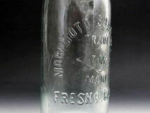 古硝子瓶 米国 加州 フレズノ 日系人 森本ソーダ MORIMOTO SODA 瓶 ◆ オールド ボトル_画像3