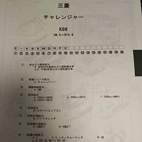 【パーツガイド】 三菱 チャレンジャー (K9#) H8.5~H13.8 2006年版 【絶版・希少】