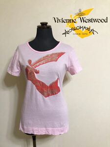 Vivienne Westwood ヴィヴィアン ウエストウッド アングロマニア ビッグロゴ Tシャツ サイズ38 半袖 ピンク インコントロ 日本製 87101M