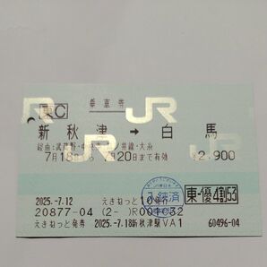 乗車券 使用済み 白馬