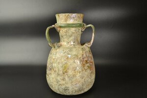 【 古代ガラス　双耳瓶　シリア　紀元前1～後4世紀頃 ancient glass, two-handled bottle,possibly Syria 】